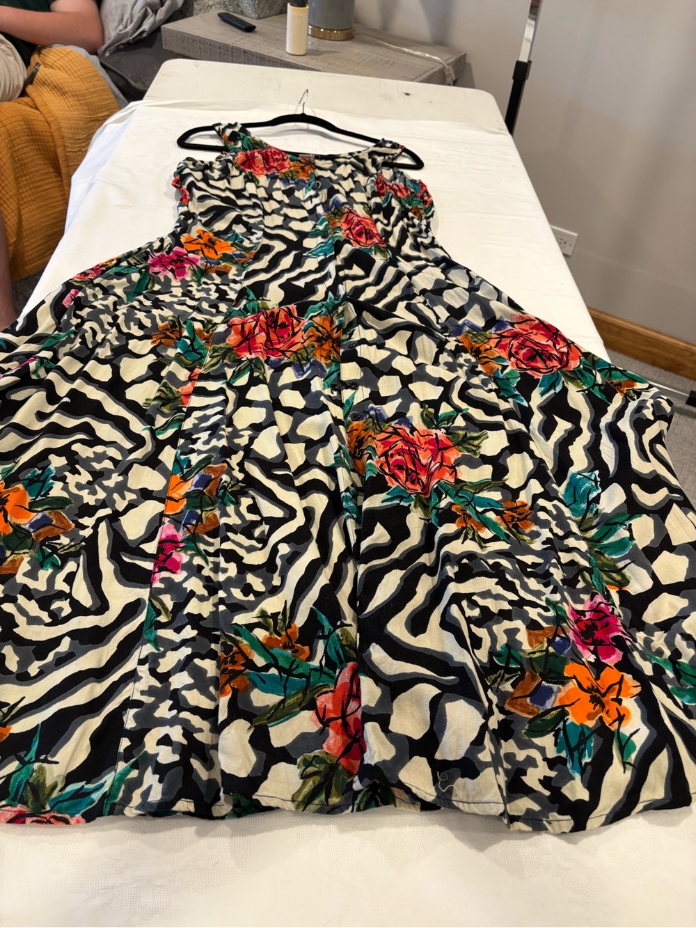 Together Floral Zebra-Print Dress in Black, White, Pink, Orange, Green